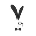 Black rabbit avatar with lorgnette glasses and gentleman bow tie isolated on white