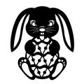 Black Rabbit Holding Easter Egg Paper cut vector design