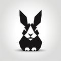 Bold Origami Rabbit Icon In Black And White