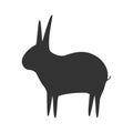 Black rabbit icon. Farm animal silhouette vector illustration Royalty Free Stock Photo