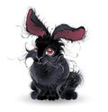 Black rabbit on white background