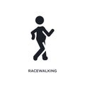 black racewalking isolated vector icon. simple element illustration from sport concept vector icons. racewalking editable logo
