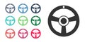 Black Racing steering wheel icon isolated on white background. Car wheel icon. Set icons colorful. Vector Royalty Free Stock Photo