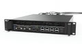 Black Rack Mount Server Network Appliance with Multiple Ethernet Ports and Status Indicators on a Clean White Royalty Free Stock Photo