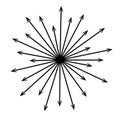 Black radial concentric arrows