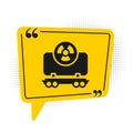 Black Radioactive cargo train wagon icon isolated on white background. Freight car. Railroad transportation. Yellow Royalty Free Stock Photo