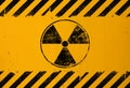 Black radioactive sign over yellow background Royalty Free Stock Photo