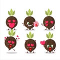 Black radish cartoon character with love cute emoticon