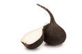 Black radish with half isolated on white background Royalty Free Stock Photo