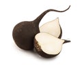 Black radish with half isolated on white background Royalty Free Stock Photo