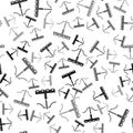 Black Railway icon isolated seamless pattern on white background. Railroad overhead lines. Contact wire. Vector