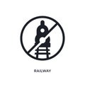 black railway isolated vector icon. simple element illustration from traffic signs concept vector icons. railway editable logo