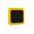 Black Railway map icon isolated on transparent background. Yellow square button.