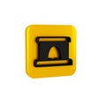 Black Railway tunnel icon isolated on transparent background. Railroad tunnel. Yellow square button.