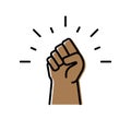Black raised fist protest symbol icons. Hands clenched power symbol. Black lives important protest. Vector illustration Royalty Free Stock Photo