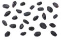 Black raisins isolated on white background. top view Royalty Free Stock Photo