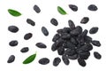 black raisins isolated on white background. top view Royalty Free Stock Photo