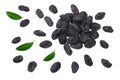 black raisins isolated on white background. top view Royalty Free Stock Photo