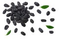 black raisins isolated on white background. top view Royalty Free Stock Photo