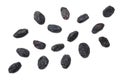 black raisins isolated on white background. top view Royalty Free Stock Photo