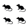 Black Rat and Mouse Silhouettes Collection - Professional Rodent Vector Set Royalty Free Stock Photo