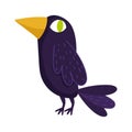 Black raven bird green eye cartoon isolated icon