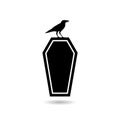 Black raven logo icon with shadow Royalty Free Stock Photo