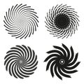 black rays spiral on white background. Abstract geometric round shape. Digital explosion. Vector illustration. Royalty Free Stock Photo