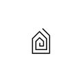 Black real estate logo with a house maze symbol