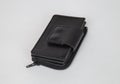 Black real leather small wallet for coins and credit cards Royalty Free Stock Photo