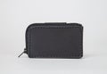 Black real leather small wallet for coins and credit cards Royalty Free Stock Photo