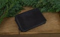 Black real leather small wallet for coins and credit cards Royalty Free Stock Photo