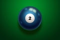 Black realistic billiard eight ball on green table