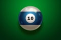 Black realistic billiard eight ball on green table