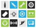 Black Realistic Car Parts and Services icons Royalty Free Stock Photo