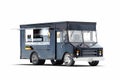 Black realistic food truck isolated on white. 3d rendering.