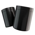 Black Realistic Glass Jar. Sport nutrition container without label. Cosmetic Container with Glossy Lid for Premium Beauty Royalty Free Stock Photo