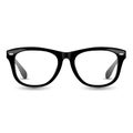 Black realistic glasses illustration. Eyeglasses retro style vector with drop shadow.