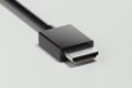 Black realistic hdmi cable isolated on white background. 3d rendering