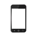 Black Realistic mobile phone with blank screen isolated on white background. Black Smartphone with white screen vector eps10. Royalty Free Stock Photo