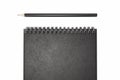 Black realistic notepad and black pen on white background. 3d rendering.