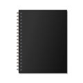 Black realistic spiral notepad mockup for branding on white