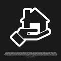 Black Realtor icon isolated on black background. Buying house. Vector