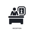 black reception isolated vector icon. simple element illustration from hotel concept vector icons. reception editable logo symbol