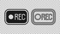 Black Record button icon isolated on transparent background. Rec button. Vector Royalty Free Stock Photo