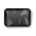 Black Rectangle Blank Styrofoam Plastic Food Tray Container. Vector Mock Up Template