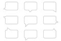 Black rectangle speech bubble icon set. Communication backdrop. Simple design. Vector illustration. Stock image. Royalty Free Stock Photo