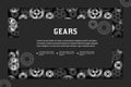 Black rectangular background with technology gears