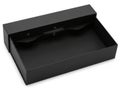 Black rectangular box with a lid open on a white background Royalty Free Stock Photo