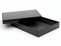 Black rectangular box with open lid on white background, empty space inside Royalty Free Stock Photo